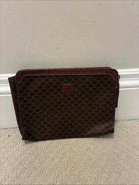 Vintage Celine Macadam Clutch Pouch Coated Canvas Brown 👝